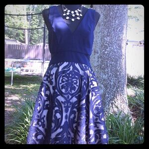 Xscape women's embroidered v neck fit& Flare dress